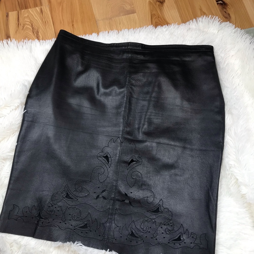 B&J Leather Laser Cut Skirt